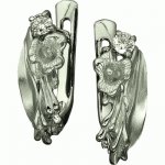 Golden earrings Meadow flowers, white