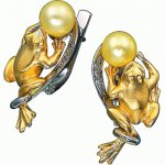 Golden earrings Frog