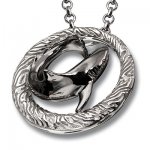 Silver pendant Sharks black