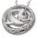 Silver pendant Sharks white