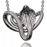 Silver pendant Cobra black
