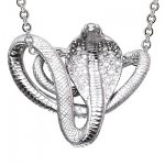 Silver pendant Cobra white